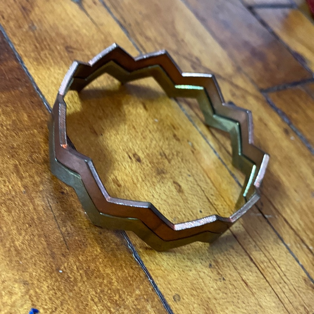 Set of 3 Mixed-metal Gold and Copper Zig Zag Bangle Bracelets